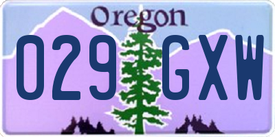 OR license plate 029GXW