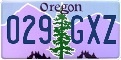 OR license plate 029GXZ