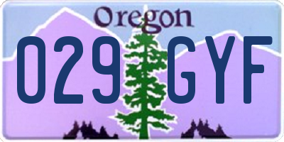 OR license plate 029GYF