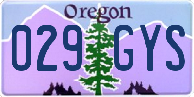 OR license plate 029GYS