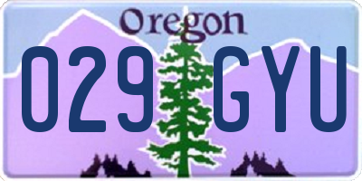OR license plate 029GYU