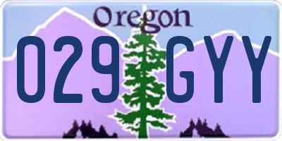 OR license plate 029GYY