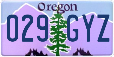 OR license plate 029GYZ