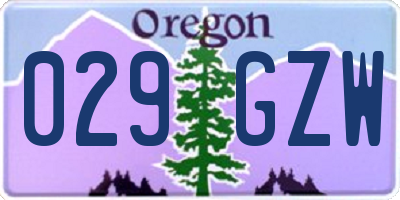 OR license plate 029GZW