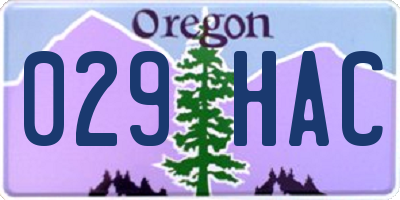 OR license plate 029HAC