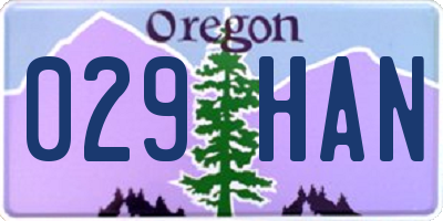 OR license plate 029HAN