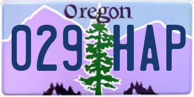 OR license plate 029HAP