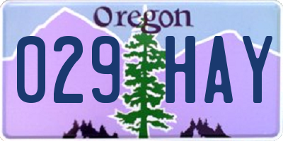 OR license plate 029HAY