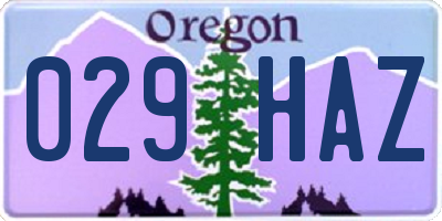 OR license plate 029HAZ