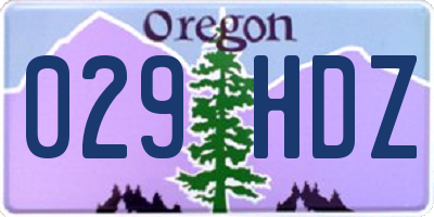OR license plate 029HDZ