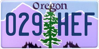 OR license plate 029HEF