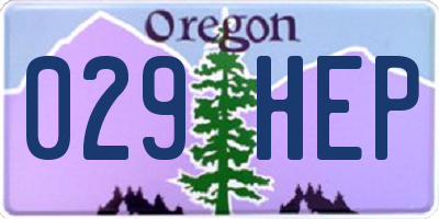 OR license plate 029HEP