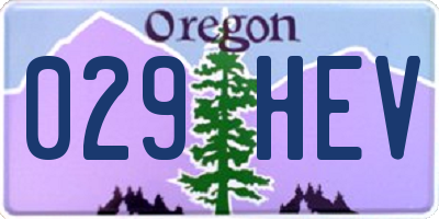 OR license plate 029HEV