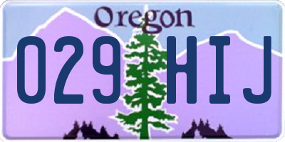 OR license plate 029HIJ