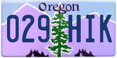 OR license plate 029HIK
