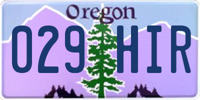 OR license plate 029HIR