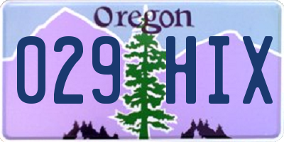 OR license plate 029HIX