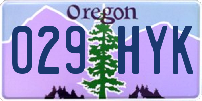 OR license plate 029HYK
