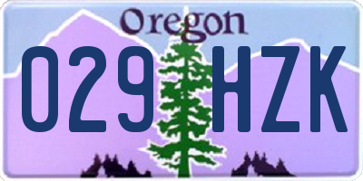 OR license plate 029HZK