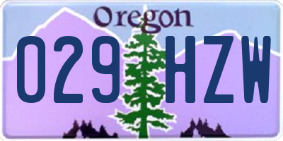 OR license plate 029HZW
