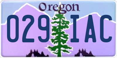 OR license plate 029IAC