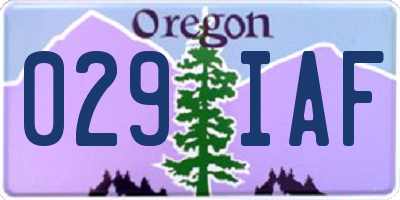 OR license plate 029IAF