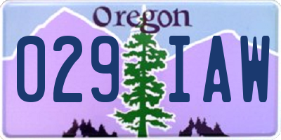 OR license plate 029IAW