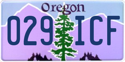 OR license plate 029ICF