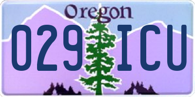 OR license plate 029ICU