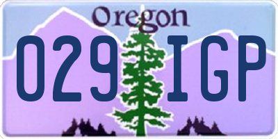OR license plate 029IGP