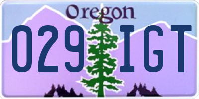 OR license plate 029IGT