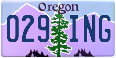 OR license plate 029ING
