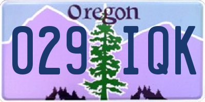 OR license plate 029IQK