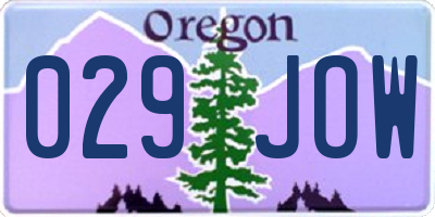 OR license plate 029JOW