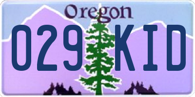 OR license plate 029KID