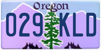 OR license plate 029KLD