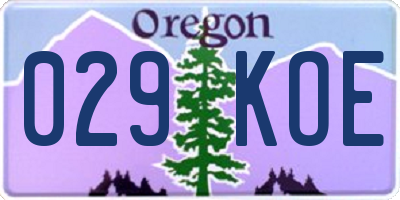 OR license plate 029KOE