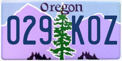 OR license plate 029KOZ