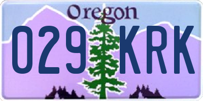 OR license plate 029KRK