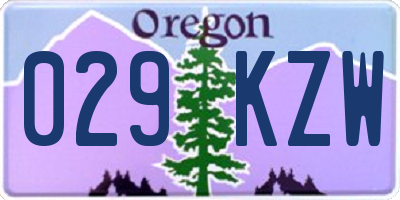OR license plate 029KZW