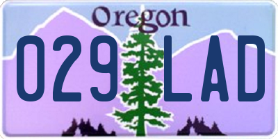 OR license plate 029LAD