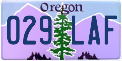 OR license plate 029LAF