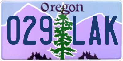 OR license plate 029LAK