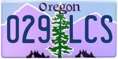 OR license plate 029LCS