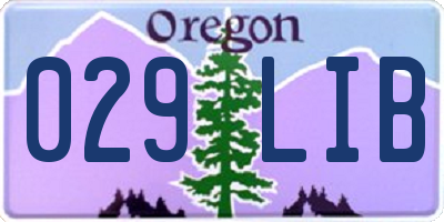 OR license plate 029LIB