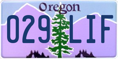 OR license plate 029LIF