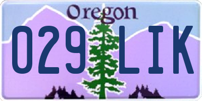 OR license plate 029LIK
