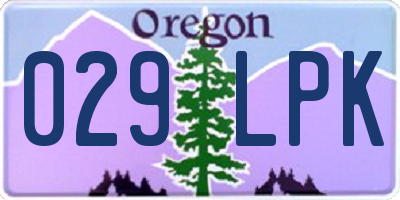 OR license plate 029LPK