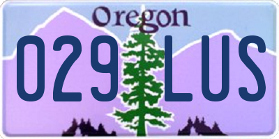 OR license plate 029LUS