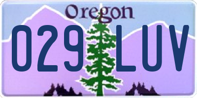 OR license plate 029LUV